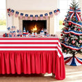Ruffle Table Cloth Red and White Striped Tablecloth - 80 x 120 Inch Waterproof Tablecloths Rectangle Polyester Red Striped Table Cover for Birthday Wedding Picnic Baby Shower Holiday Party Decoration by Fanqisi