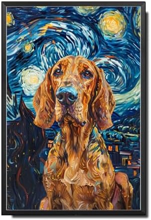 Metal Sign Vintage Tin Sign Bloodhound Starry Night Tracker Determined Bloodhound in A Celestial Sky for Home Den and Seasonal Celebrations Rustproof Aluminum 12×16 Inches with Metal Frame by YmyooForTinSign