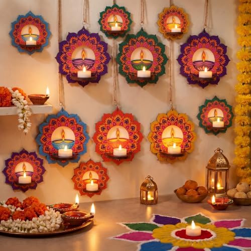 DoubleFill 20 Pack Indian Decorations for Pooja Lotus Candle Holders by DoubleFill