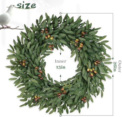 26 Inch Large Eucalyptus Olive Wreaths for Front Door with Olives - Image 2