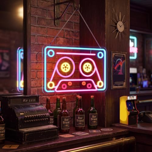Zhengmy 80s Cassette Tape Neon Sign, Retro LED Light for Wall Decor - Image 2