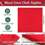 Ziliny 16 Pcs Cotton Christmas Napkins and Rings Set, 8 Washable Thanksgiving Napkins Cloth, 8 Xmas Napkin Rings for Xmas Dinner Party Table Decoration(Retro Style) - Image 3