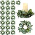 Zeyune 24 Pcs Candle Rings Bulk Artificial Eucalyptus Wreath Novel by Zeyune