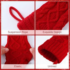 JellyArch 9 Pcs Personalized Christmas Stockings Xmas Stocking with Leather Patches Custom Name Cable Knitted Hanging Family Stockings for Christmas Holiday Fireplace Party Decoration (14 Inches) - Image 6