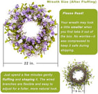 Summer Wreath for Front Door, 22 in Purple Cherry Blossom Hydrangea - Image 4