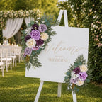 AitnWoy Artificial Wedding Arch Flowers Kit 2 PCS Dust Rose Flowers Silk Peony Floral Swag Welcome Sign for Wedding Ceremony Party Home Garland Decor (Purple) - Image 6