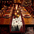 Remagr 6 Pack Christmas Table Runners, 13 x 72 Inch, Red Black Plaid Border - Image 6