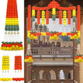 11PCS Diwali Decorations Marigold Garland for Home, Artificial Marigold with Bells and Leaves Long Strands for India Wedding, Pooja Decor, Marigold Flowers for All Year Decoration by FortuningsJDS