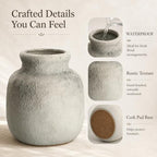 Rustic Ceramic Vase for Home Decor, 6.4 Inch Small Farmhouse Flower Vase - Image 2