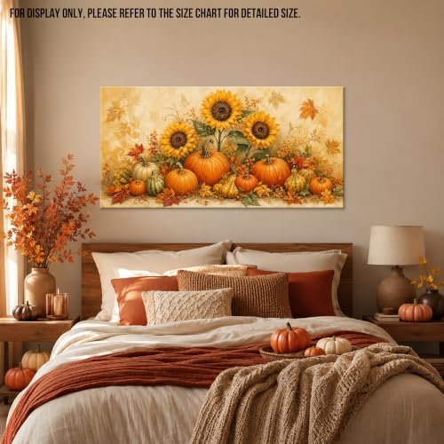 WAXWHELK Pumpkin Fall Canvas Wall Art, Autumn Thanksgiving Sunflower Harvest Painting Pictures, Rustic Farmhouse Artwork for Kitchen Bedroom Living Room Decor (20"x40") - Image 4