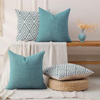 HPUK Throw Pillow Covers 18x18, Set of 4, Aqua Blue Couch Pillow Covers - Image 5
