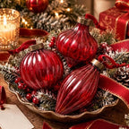 Civaner 9 Pcs Vintage Neutral Christmas Ball Ornaments, Burgundy - Image 2