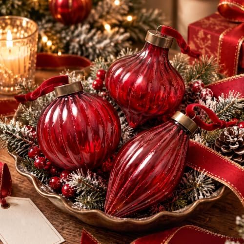 Civaner 9 Pcs Vintage Neutral Christmas Ball Ornaments, Burgundy - Image 2