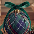 Gemscream 12 Pcs Navy Blue and Green Tartan Christmas Ornaments 3.15 Inch - Image 2