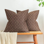 MIULEE Pack of 2 Decorative Burlap Linen Euro Sham Brown Throw Pillow Covers Modern Farmhouse Vintage Pillowcases Rustic Woven Textured Cushion Cover for Sofa Couch Bed 26x26 Inch Dark Coffee by MIULEE