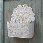 Decorative Hanging Wall Basket Shabby Chic Wall Planter for Indoor Planters Decor White Wall Planter Holder Metal Hanging Planter Wall Mounted Planter for Farmhouse Garden Wall Decor - Image 5