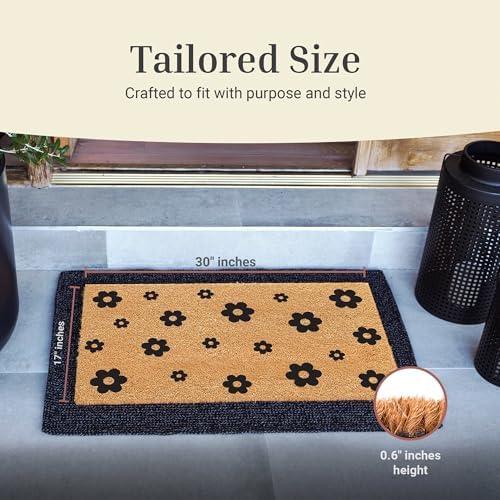 THEODORE MAGNUS Door Mat - Welcome Mat for Front Door with Non-Slip Backing - Durable Spring & Summer Doormat - Perfect for Outside Entrance Matt - Outdoor/Indoor - Ebonflower - 17" x 30" - Image 3