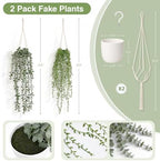 Artificial Hanging Plants, 2 Pack Macrame Plant Hanger with Pots - Image 2