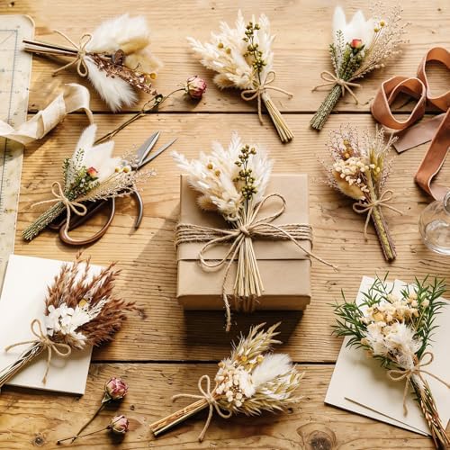 12/24PCS Handmade Dried Flower Bouquet with Stems Natural Dried Wildflowers 7.5 Inch Mini Dry Flowers for Vase Farmhouse Decor, Wedding Styling, Photography Props, Gift DIY(24pcs, Rustic) - Image 5