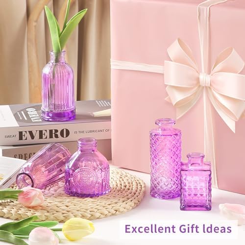 Glass Bud Vases in Bulk Set of 30 Pcs,Small Glass Vases for Flowers as Wedding Centerpieces for Tables,Clear Flower Vases Suitble for Wedding Decorations,Home Decor (Light Purple, 30 pcs) - Image 2