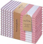 Urban Villa Cloth Napkins Cotton 20x20 (Set of 12) Garnet Red Stripes by CottonTrends