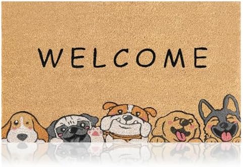 Coir Welcome Mat, Non-Slip, Welcome Dogs, 17 x 29 in by AmaruDoorMats
