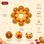 LemonRoad 7pcs Diwali Rangoli Mats, Reusable 6" LED Tealight Diya Holders - Image 2
