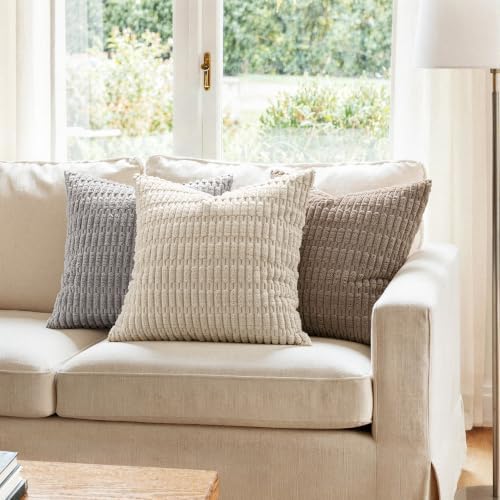 MIULEE Euro Sham Decorative Throw Pillow Covers 26x26 Light Brown Pack of 2 - Image 3