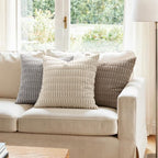 MIULEE Euro Sham Corduroy Decorative Throw Pillow Covers 24x24 Light Brown - Image 3