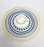 Fennco Styles Boho Geometric Fringe Decorative Cotton Placemats 13-inch Round, Set of 4 - Blue Heat Resistant Insulation Table Mats for Home Decor, Dining Table, Banquets and Special Events - Image 6