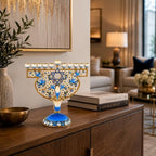 Matashi Hand-Painted Blue & Gold 9-Branch Hanukkah Menorah Candelabra Gift - Image 5
