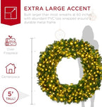 Best Choice Products 60in Large Artificial Pre-Lit Fir Christmas Wreath Holiday Accent Decoration w/ 300 LED Lights, 930 PVC Tips - Image 3