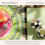 MACKENZIE-CHILDS Wood Napkin Ring Set, Black-and-White Courtly Check - Image 3