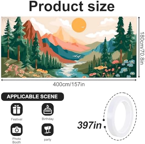 6x13 FT Mountain Sunrise Garage Door Banner - Forest River Landscape Art Backdrop, Large Indoor Outdoor Garage Door Cover, Nature Theme Decoration for Home, Yard, Cabin, Camping Party - Image 2