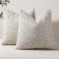 DEZENE Striped Throw Pillow Covers 20x20 Set of 2 Cream Grey Textured Boucle Chic Morden Boho Accent Farmhouse Square Decorative Couch Pillow Covers for Home Decor Bed Sofa Living Room by DEZENE