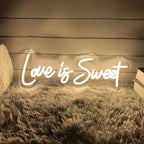 Love is Sweet Neon Sign, Warm White Romantic LED Wall Light Dimmable by DUOLIYBC