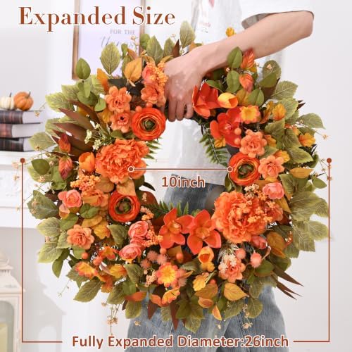 26" Large Front Door Wreath, Fall Wreaths for Front Door, Fall Decor, 1Pc - Image 3