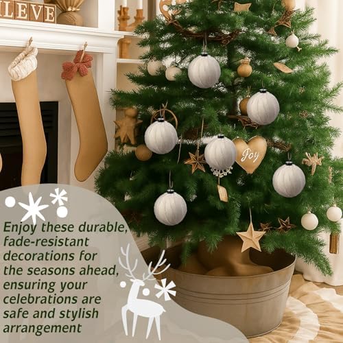 Gemscream 12 Pcs Neutral Farmhouse Christmas Ornaments Balls 3.15 Inch - Image 6