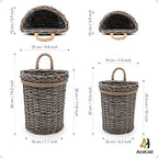 AceList 2-Pack Woven Wicker Wall Hanging Baskets, Grey Willow Wall Pocket Decor for Faux Florals & Storage - Two sizes Nesting Farmhouse Baskets for Entryway, Living Room & Door - Image 2