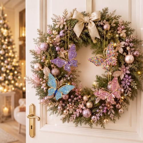 Yuntau 8 Pcs Crystal Christmas Hanging Ornaments, Butterfly - Image 6