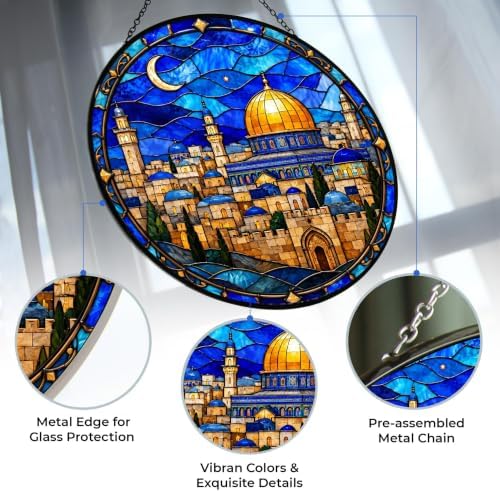 Jerusalem Challah Stained Glass Suncatcher 11.8" - Image 2