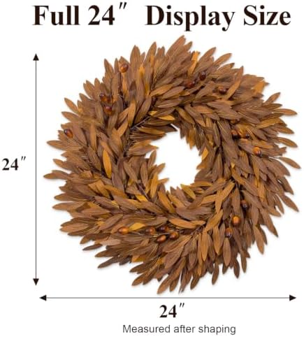 24 Inch Artificial Fall Wreath for Front Door, Autumn Olive Branch Wreathh - Image 3