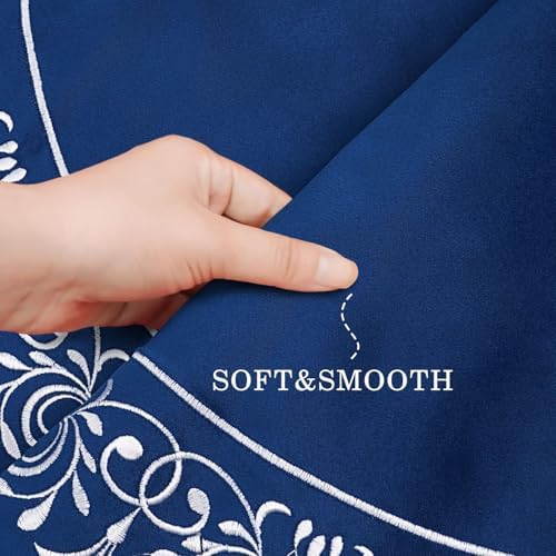 Blue Christmas Tree Skirt Velvet 48 Inch - Floral Embroidered Decoration - Image 4