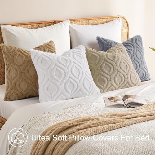 decorUhome Faux Fur Light Brown Khaki Throw Pillow Covers 26x26 Set of 2 - Image 6