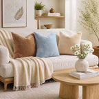 decorUhome Fall Chenille Light Blue Throw Pillow Covers 26x26 Inch Set of 2, Decorative Soft Couch Pillow Covers Solid Dyed Accent Euro Sham Farmhouse Neutral Square Pillow Cases for Sofa - Image 3
