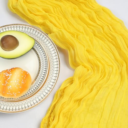 12 Pack 10Ft Lemon Yellow Cheesecloth Table Runner 23 x 120 Inch - Image 5