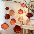 Brown Glass Christmas Ornaments, 12-Pc Vintage Ball & Onion Shapes for Tree by OuMuaMua
