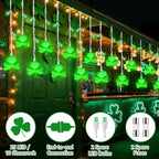 25 LED Green Shamrock Icicle Lights, 6.75FT St. Patricks Day Lights Curtain String Lights with 10 Shamrock & 25 LED Light for Lucky Clover St Patrick's Decorations Indoor Home Window Proch Party Decor - Image 7