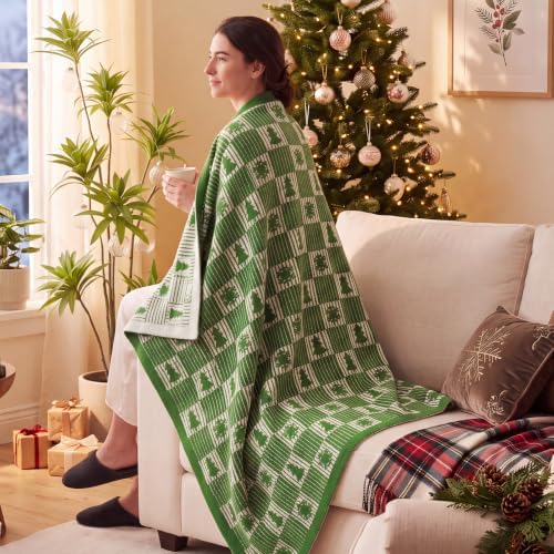 Snuggle Sac Christmas Tree Throw Blanket, Ultra Soft Cozy Decorative Checked Throw Blanket for Couch, Sofa and Bed for Christmas,(Green,50x60 inches,) - Image 5