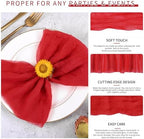 100 Pieces Cloth Napkins Red Dinner Cheesecloth Napkins for Wedding,Wrinkled Cloth Napkins Bulk for Home Party Rustic Table Decoration, 17 x 17 Inch - Image 3